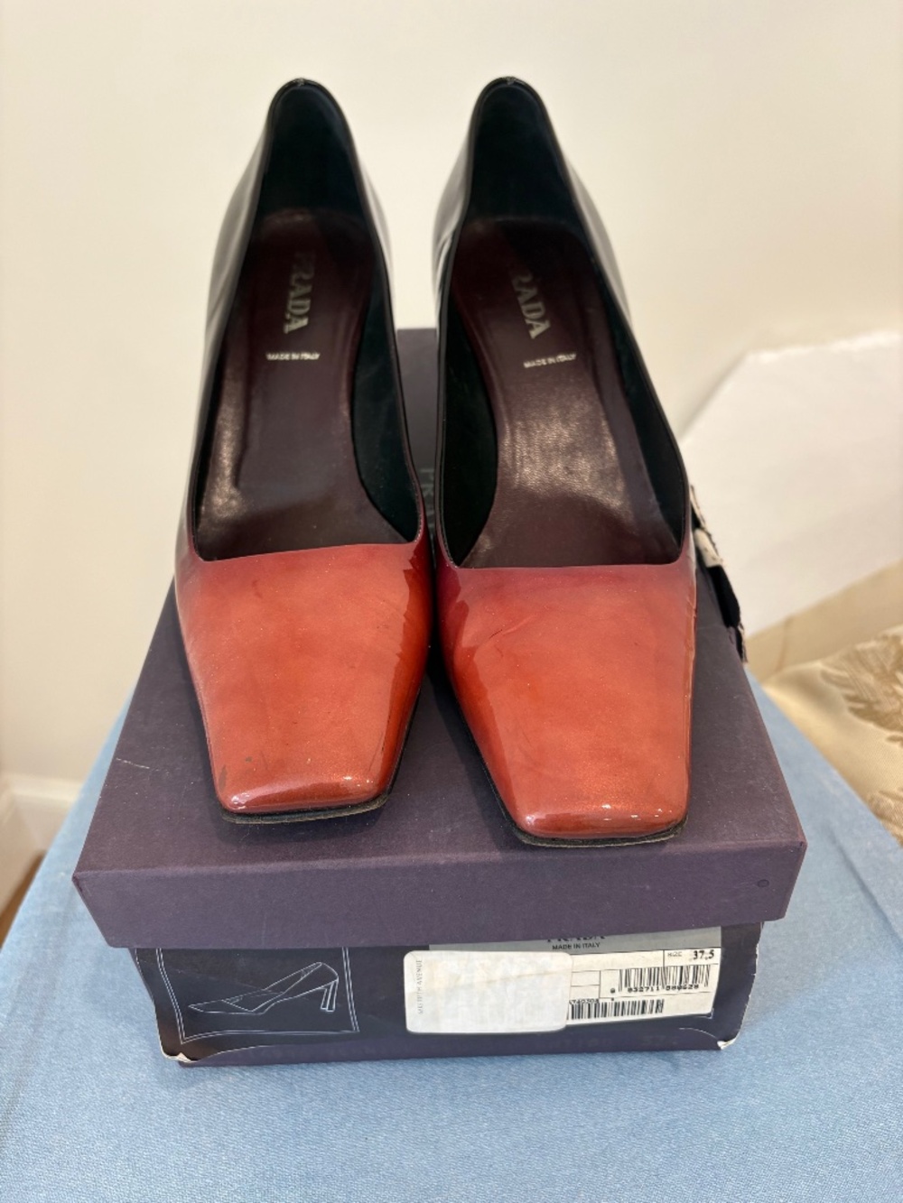 Vintage PRADA Fade Patent Leather Pumps; Vernice SFUMATU ANTICO; 7-1/2